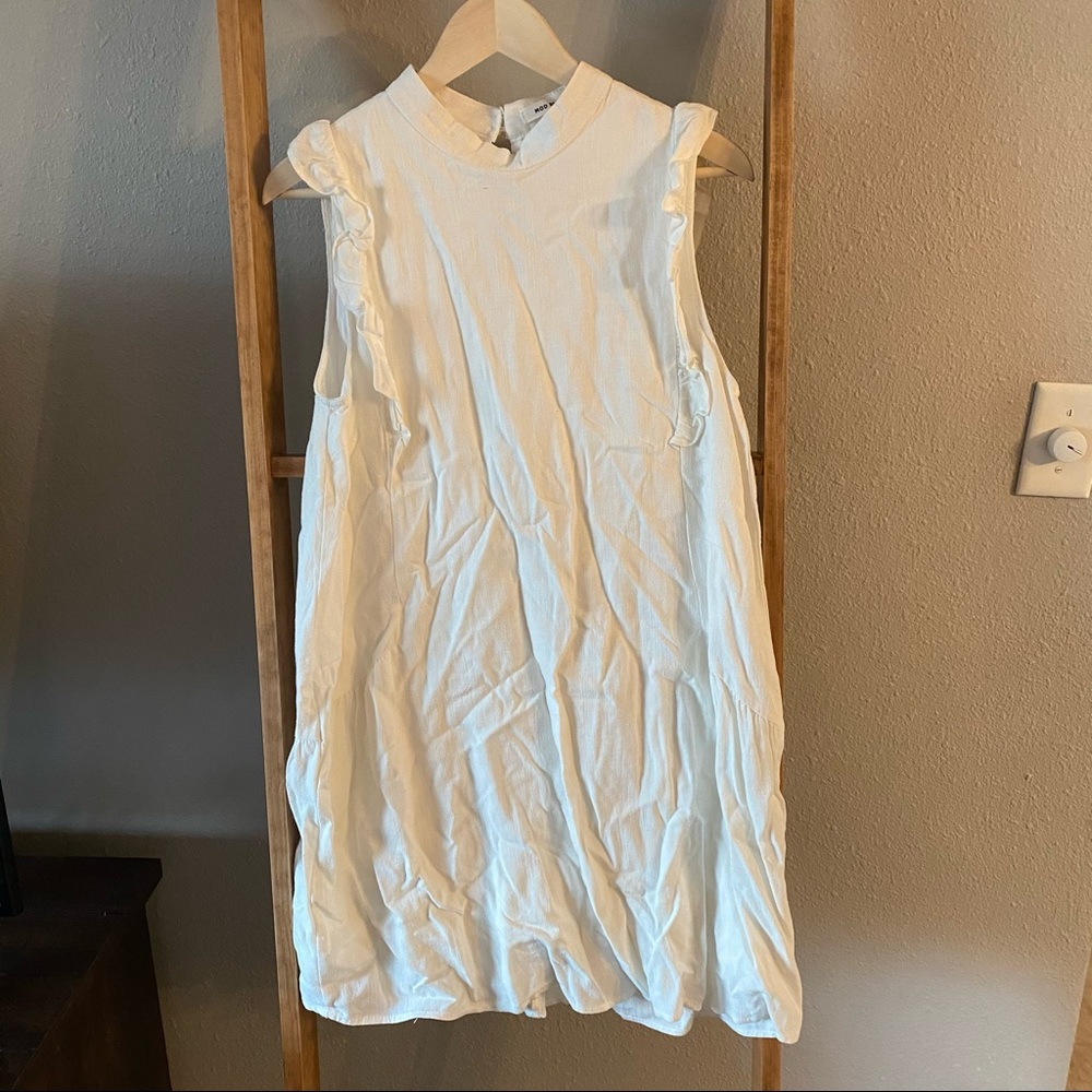 Ruffled Off-White Midi Dress